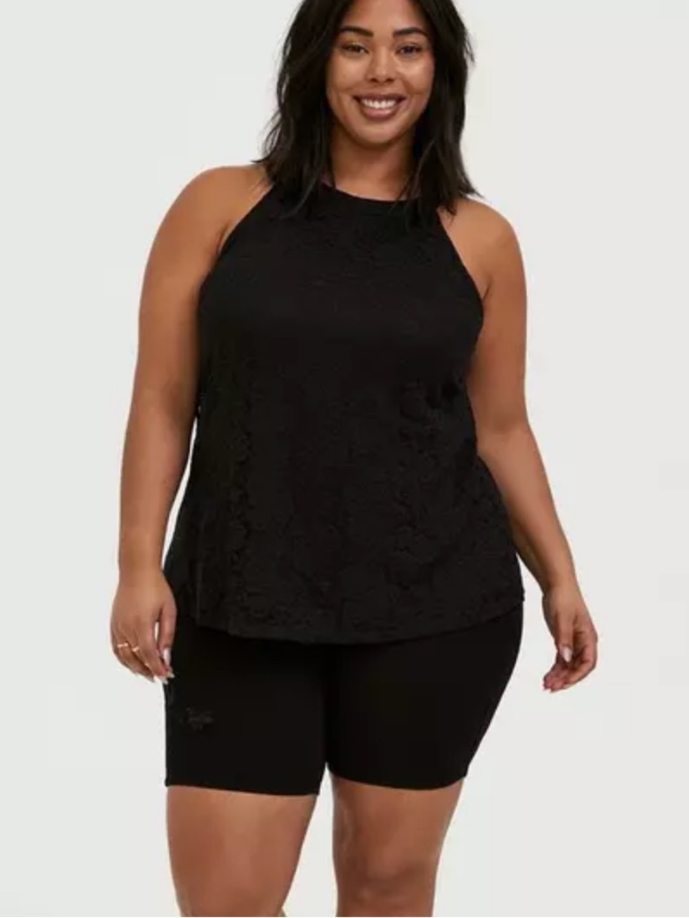 Torrid 1X Black Lace High Neck Goddess Tank Top - Picture 2 of 11